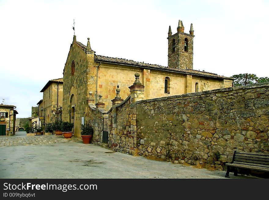 An church in the village toscan