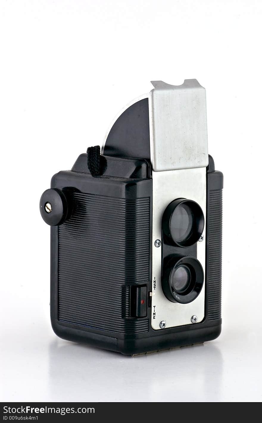 Detailed shot of a vintage twin lens reflex camera