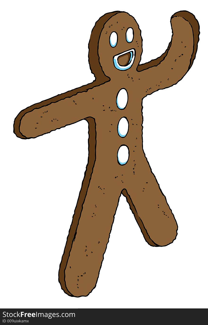 Ginger cookie man waving hand