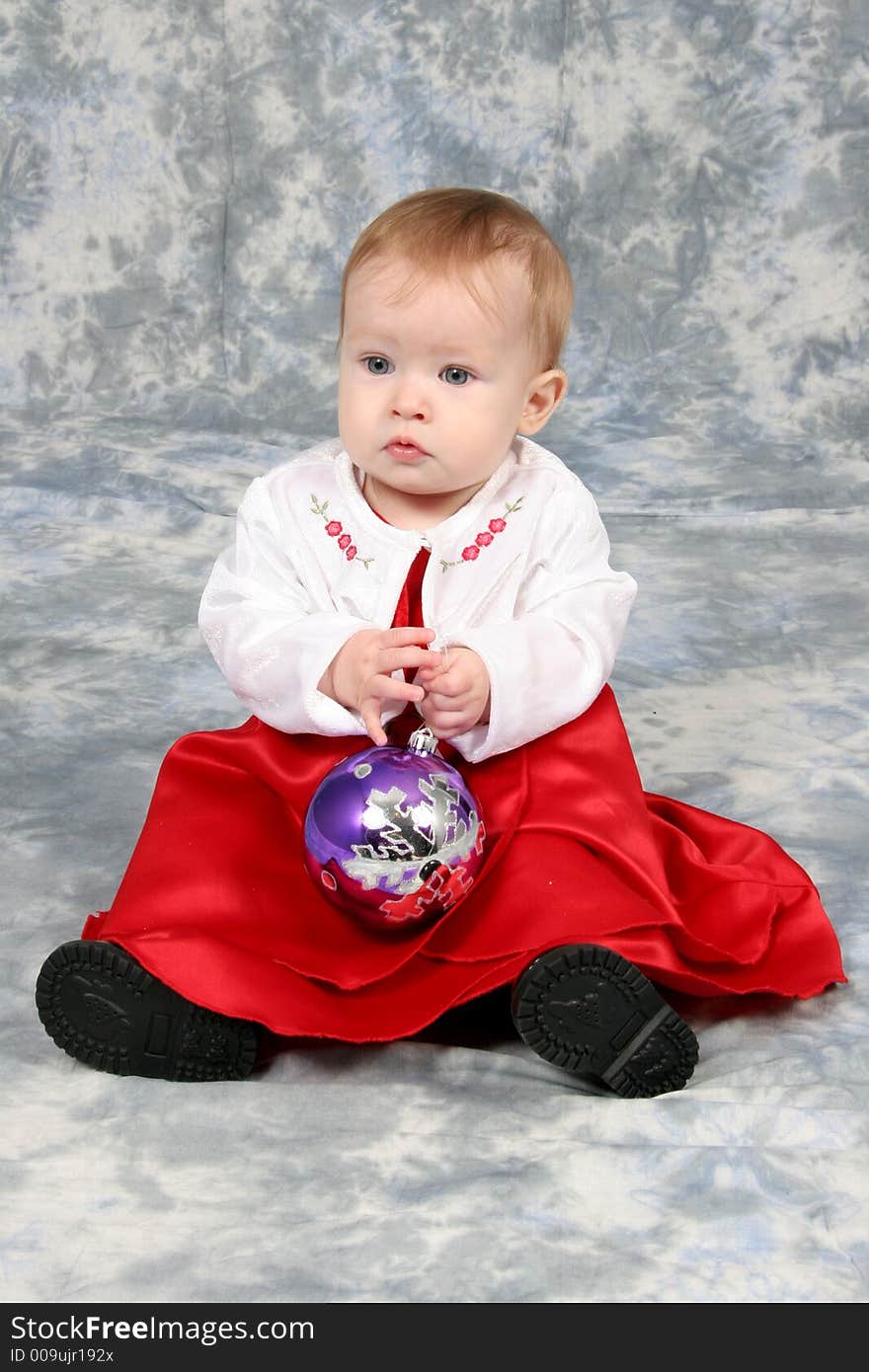 Little Baby Girl in red Christmas dress