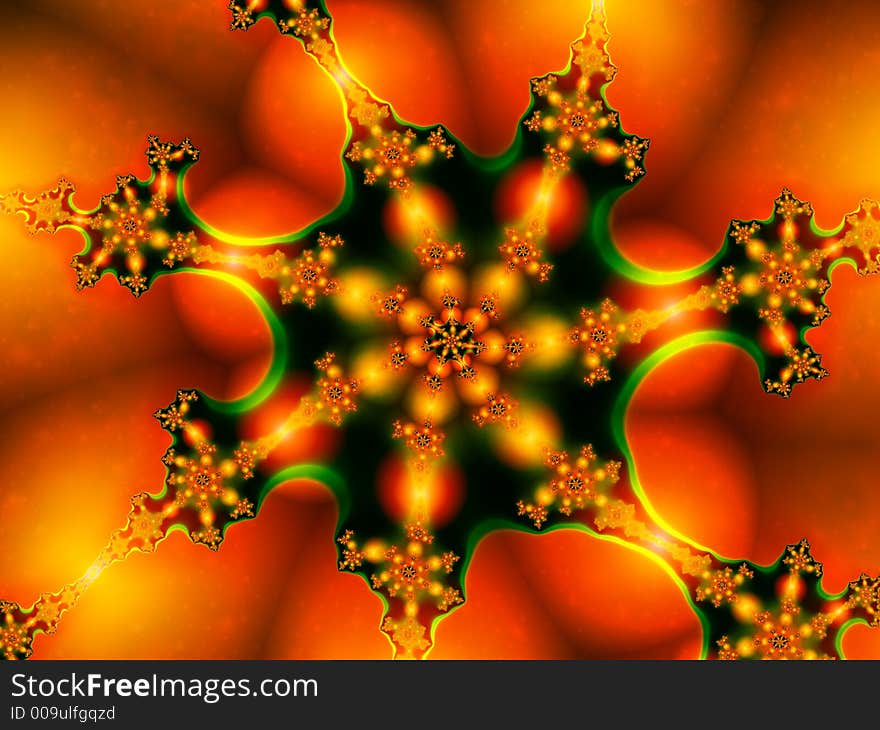 Red and green spiral fractal. Red and green spiral fractal