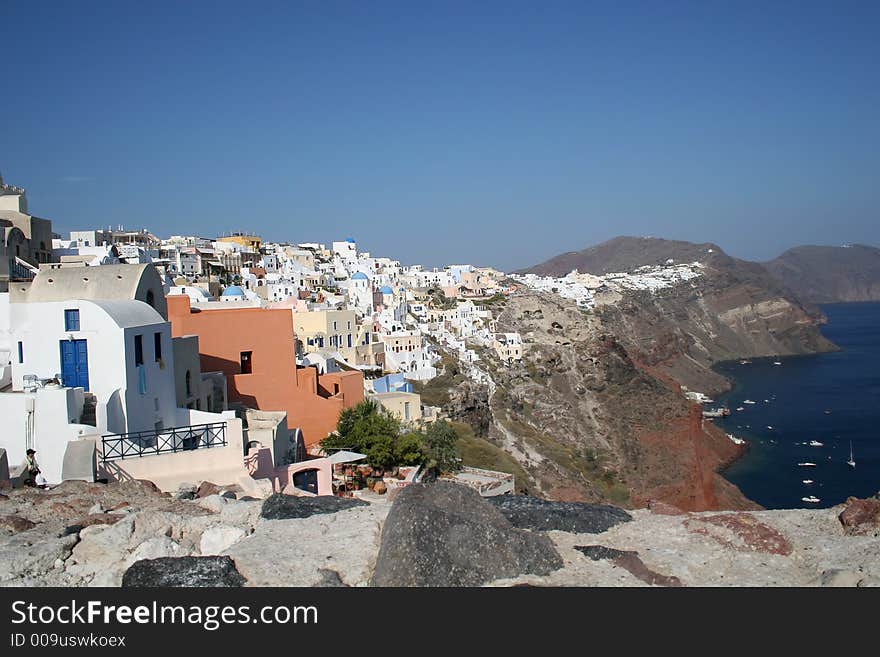 Houses on the cliff on the island of Santorini. Houses on the cliff on the island of Santorini