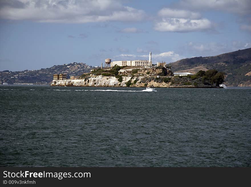 Alcatraz - The Rock - island located on the middle of San Francisco Bay in California, USA