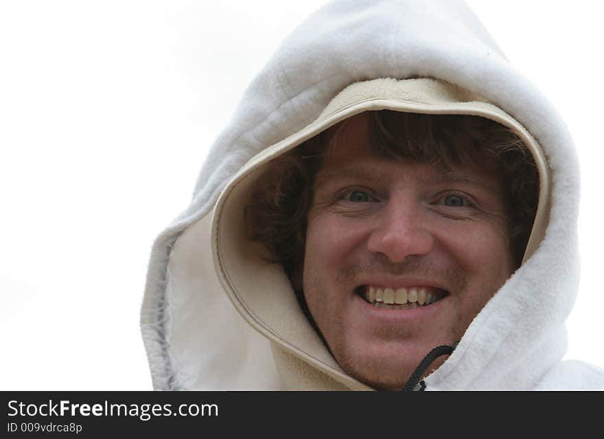 Happy man in a white hat