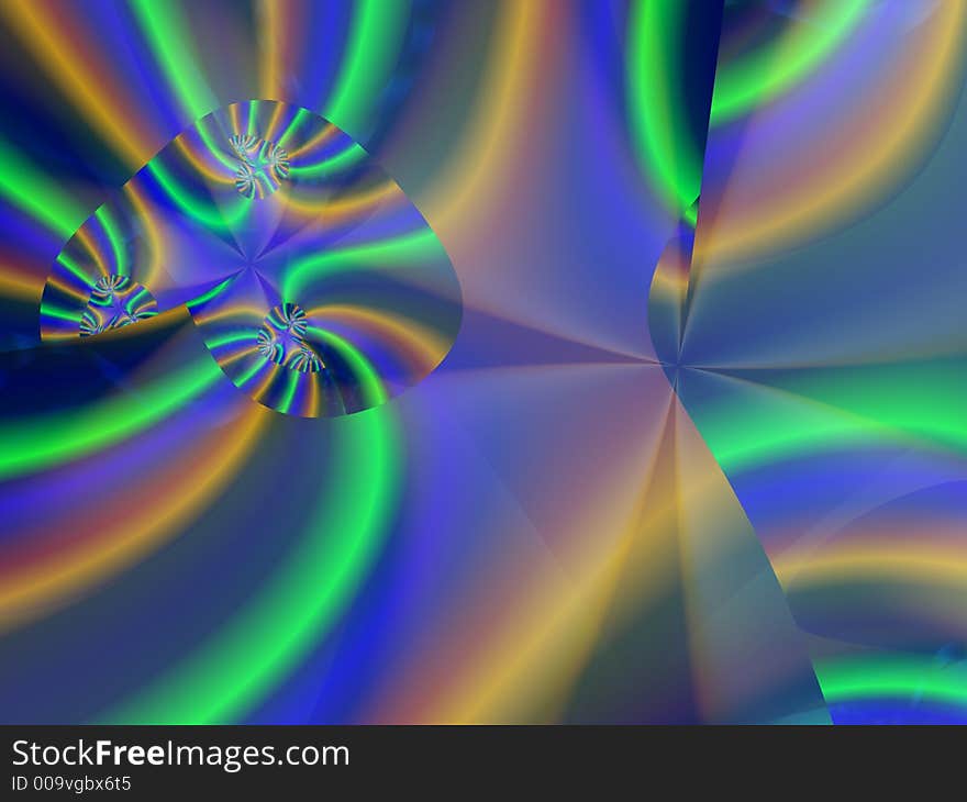 Metal fractal with orange and green lines