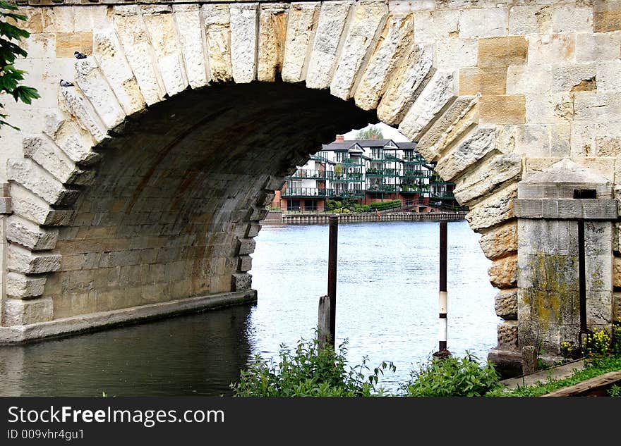 Arched Section of an Historic Road Bridge over the River Thames. Arched Section of an Historic Road Bridge over the River Thames