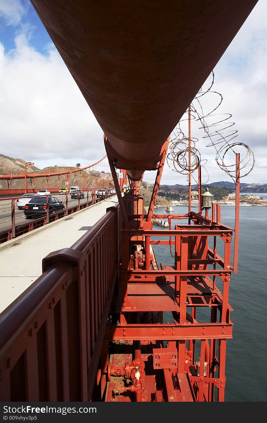 Main Cable of Golden Gate Bridge in industrial orange