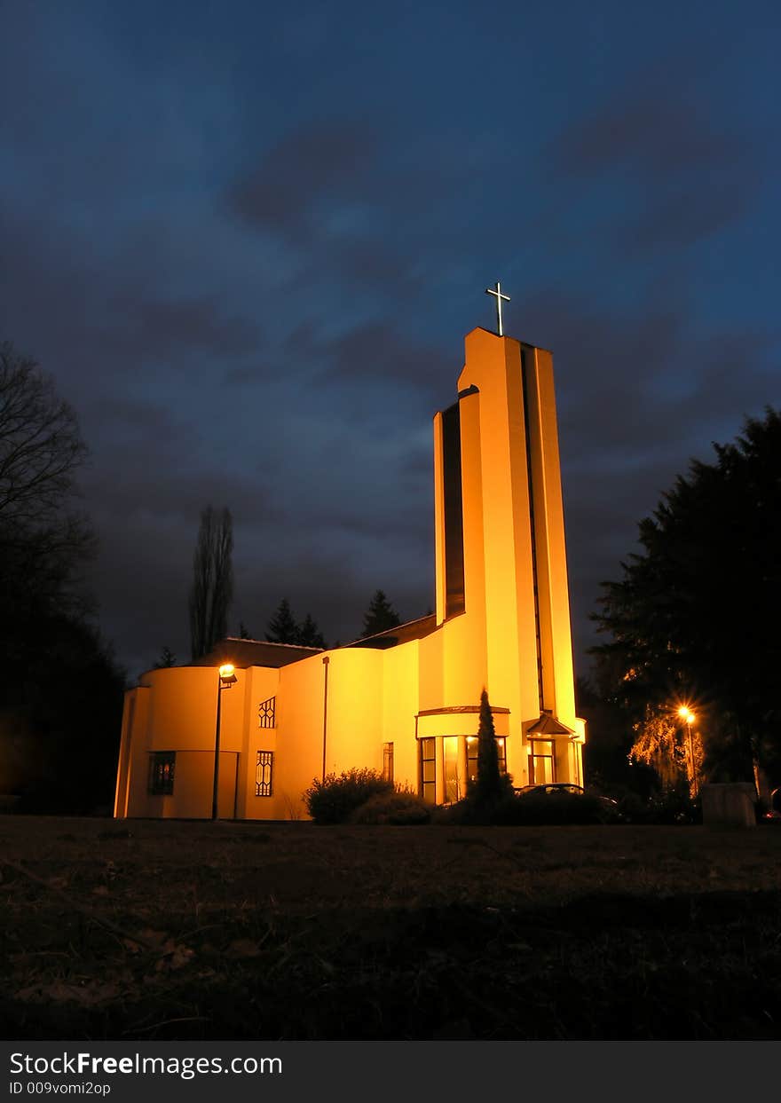 St. Leopold's church in Zagreb in night