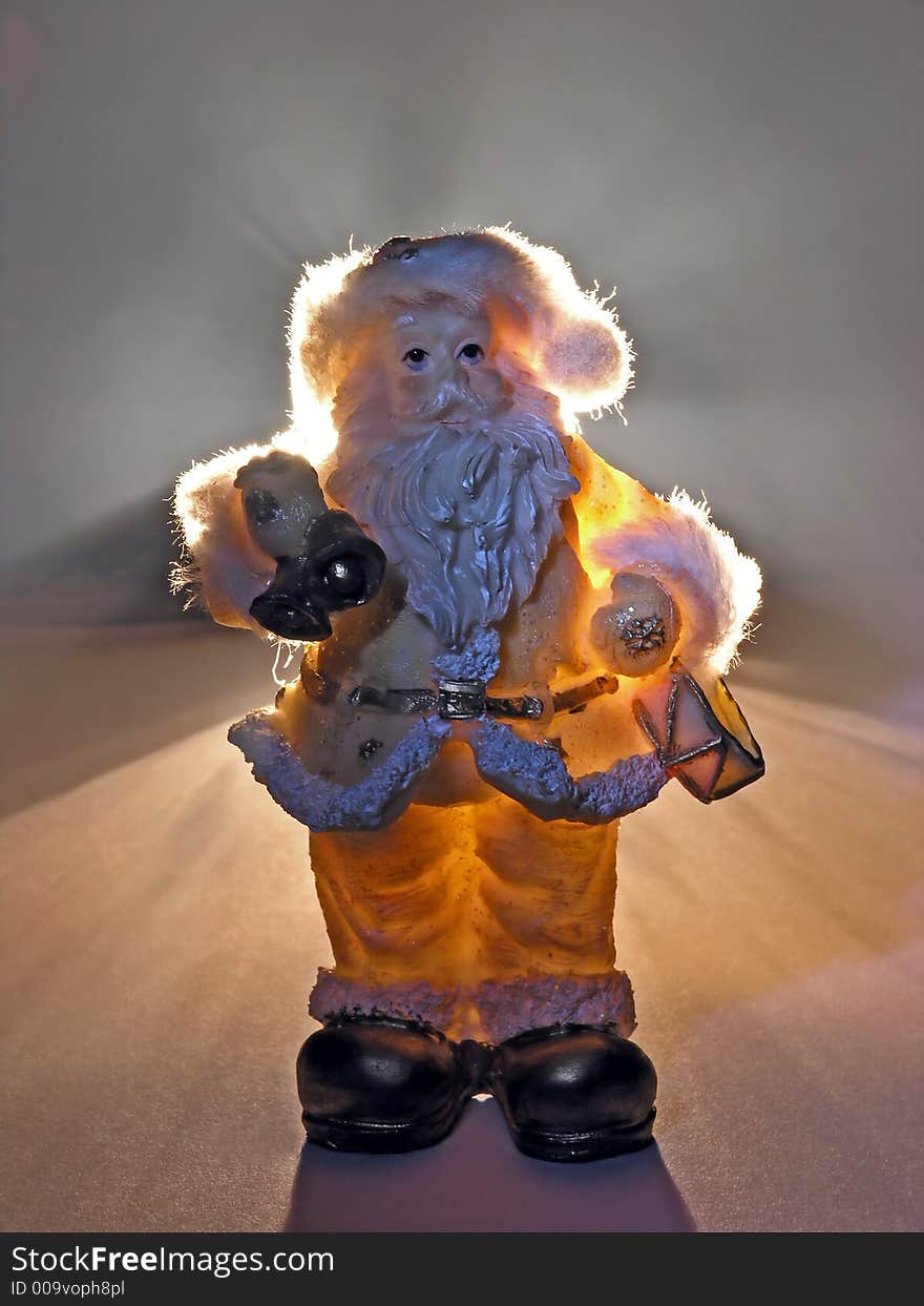 Santa toy backlit and with smoke