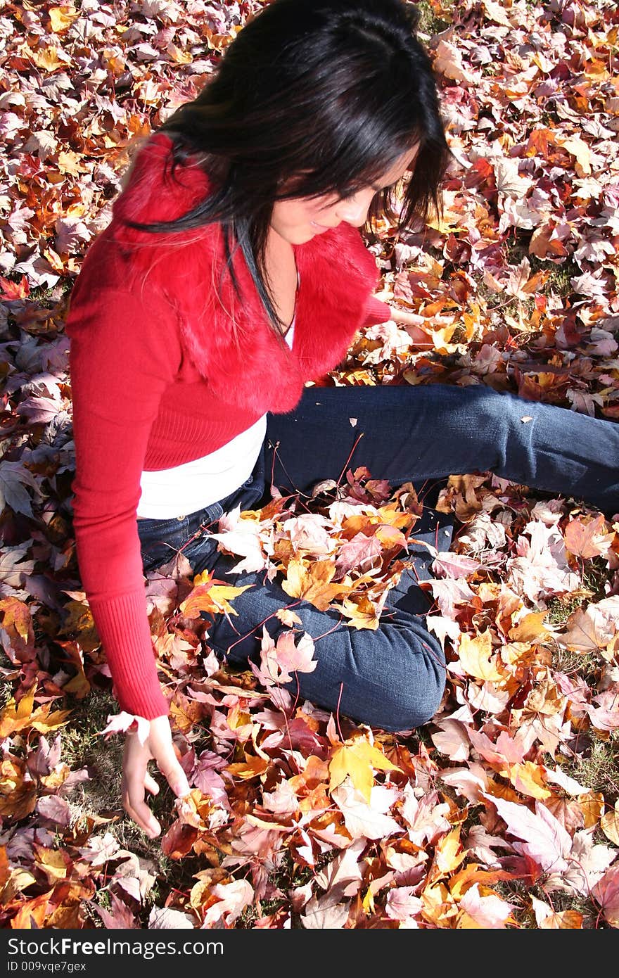 Sexy Woman In Fall fashion Outdoors