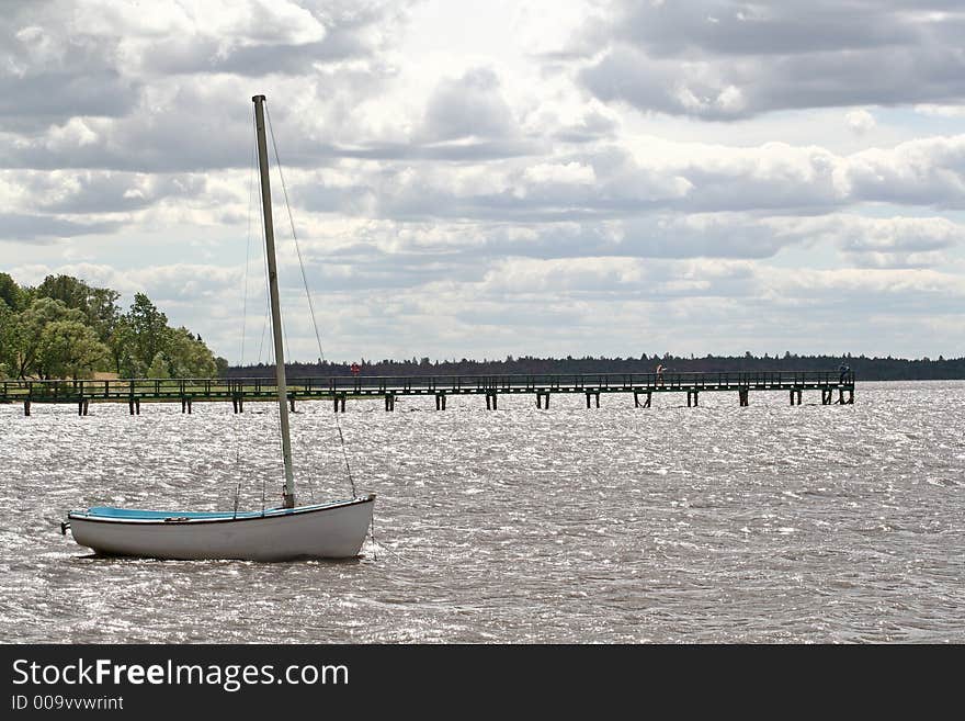 Boat in the lake Rekyva