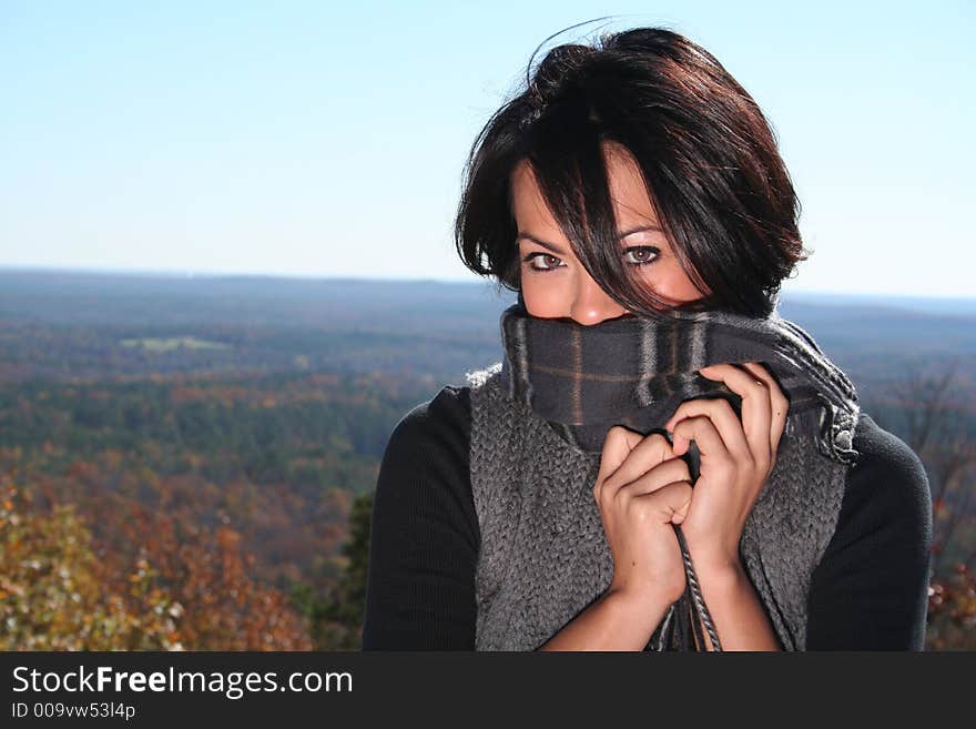 Sexy Woman In Fall Fashion Outdoors