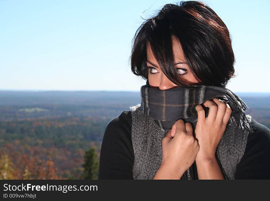 Sexy Woman In Fall fashion Outdoors