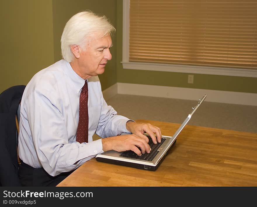 Senior Businessman on a Laptop Computer. Senior Businessman on a Laptop Computer