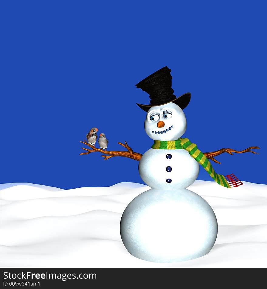 Snowman And Birds