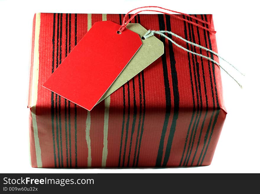 Gift with Brown Label and Red Wrapper