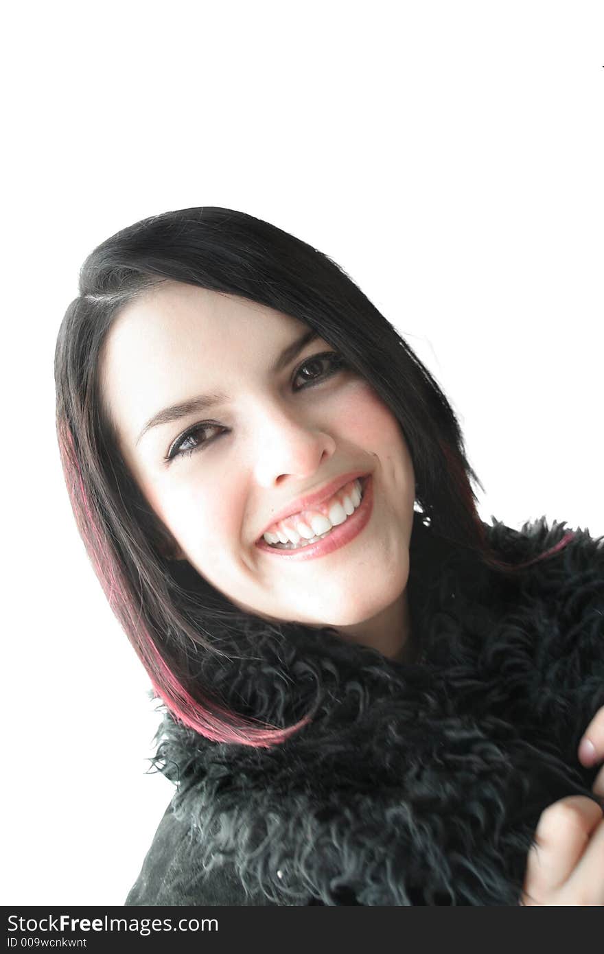 Girl smiling with winter coat portrait. Girl smiling with winter coat portrait