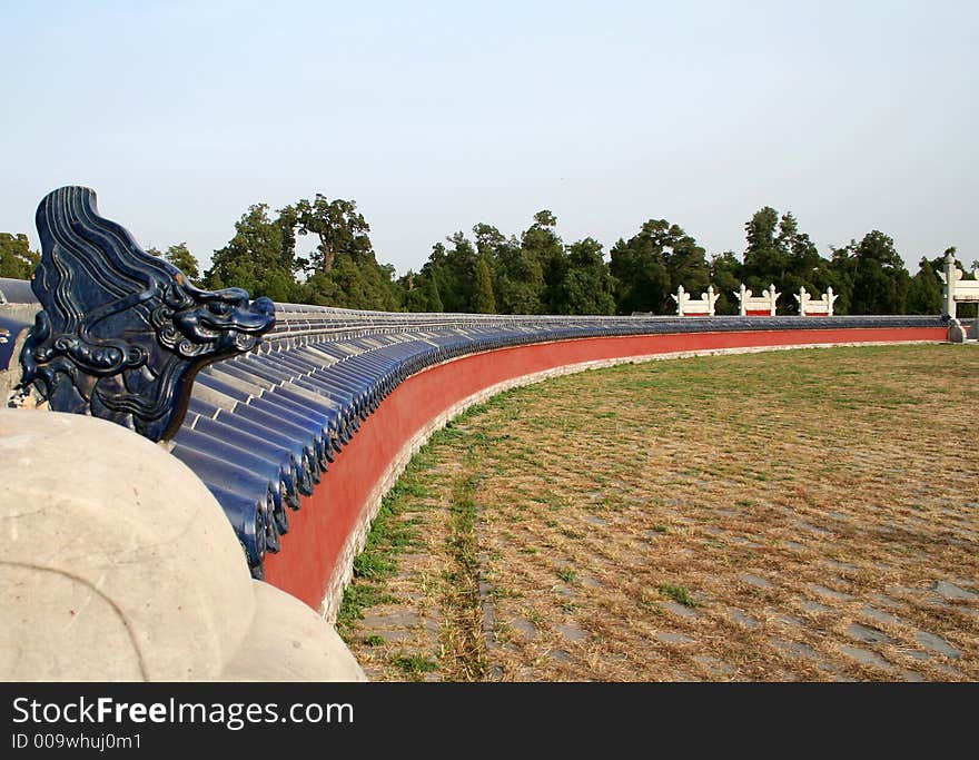 Wall of the Temple of Heaven in Beijing China