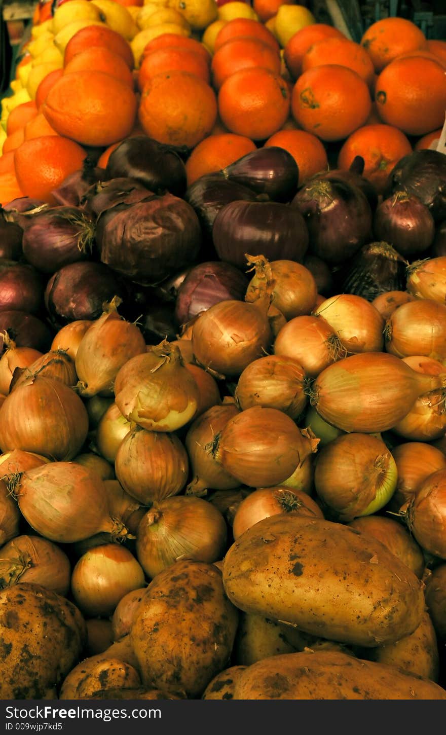 Vegetable and fruit on market stand