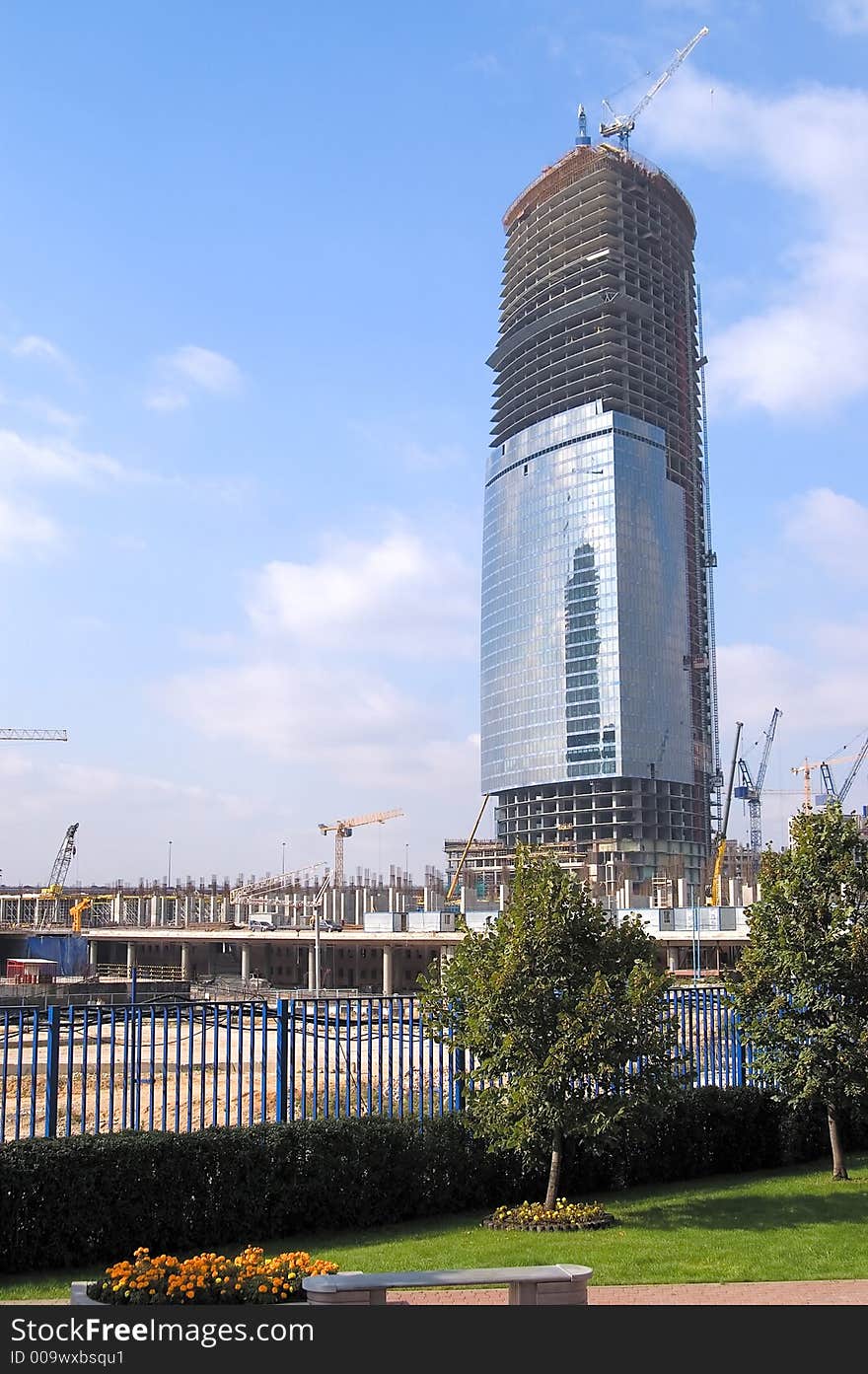 View at construction site of Moscow business center. View at construction site of Moscow business center.