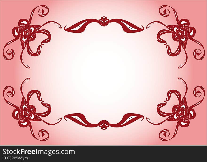 Red ornament with pink background. Red ornament with pink background