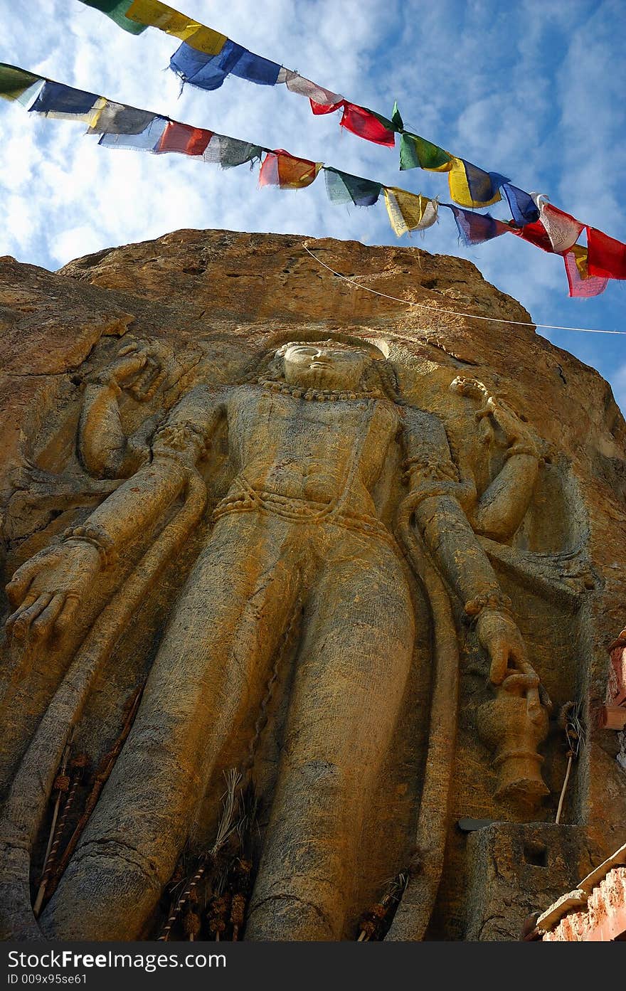 The ancient sculpture of Buddha Sakyamuni in Mulbeck, Ladakh, India