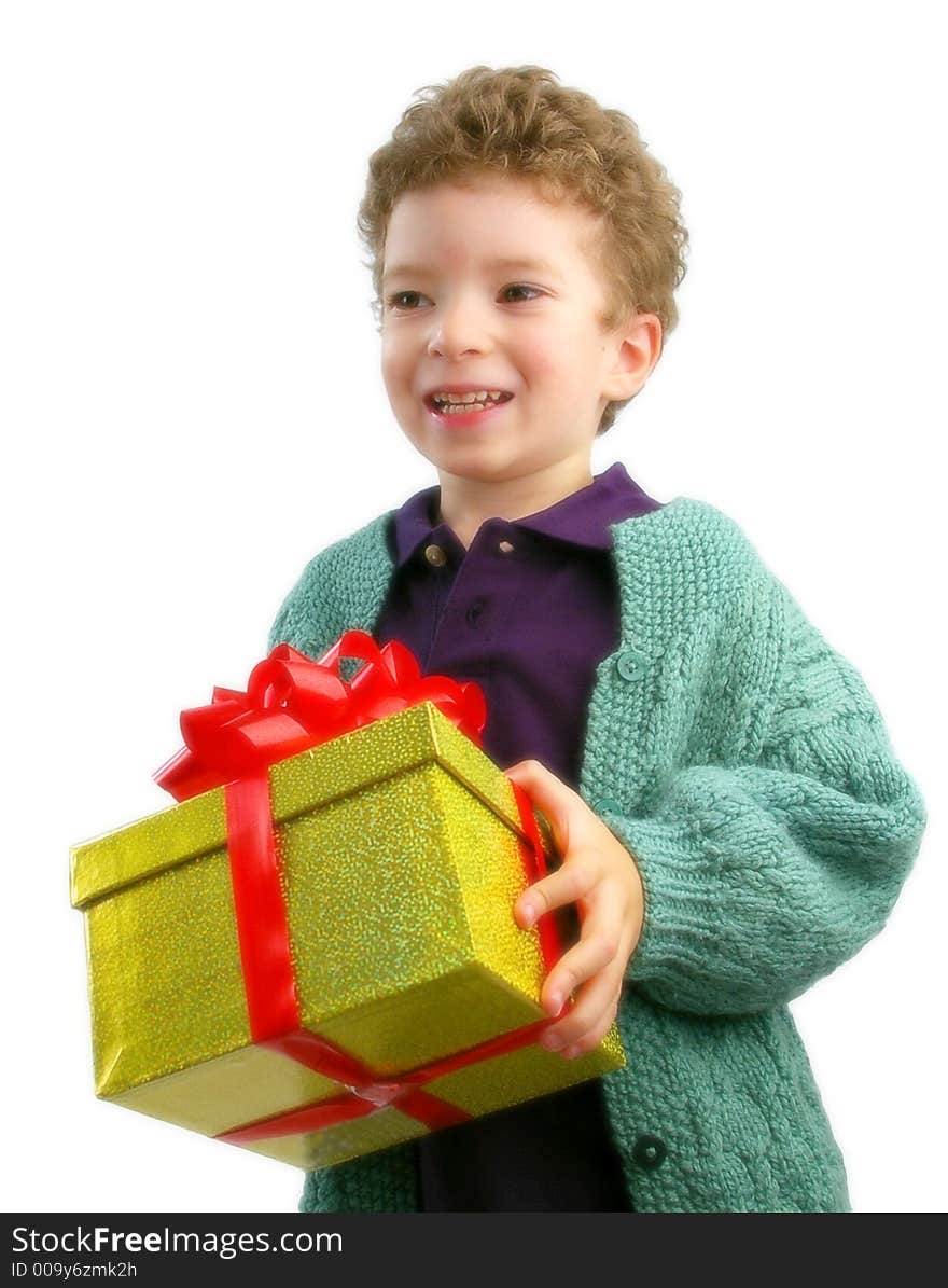 Toddler with present