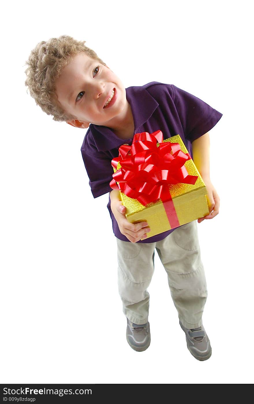 Toddler with present