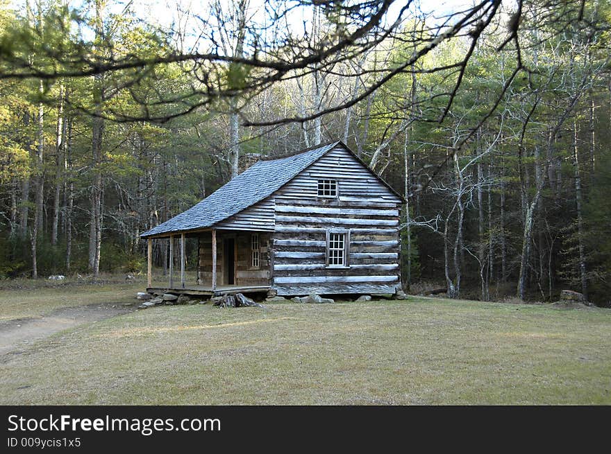 Historic Carter Shields Cabin in Cades Cove. Historic Carter Shields Cabin in Cades Cove