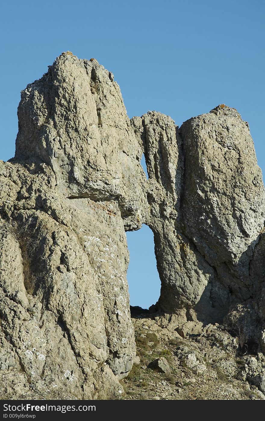 Hole in rock in the Crimea mountain. Hole in rock in the Crimea mountain