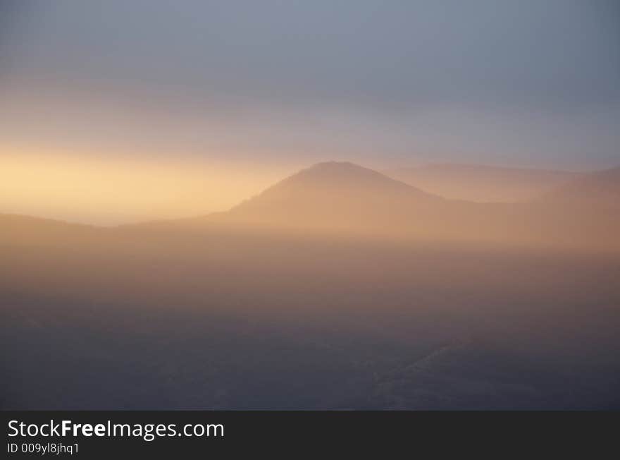 Peaceful pappy sunset in mountain. Peaceful pappy sunset in mountain