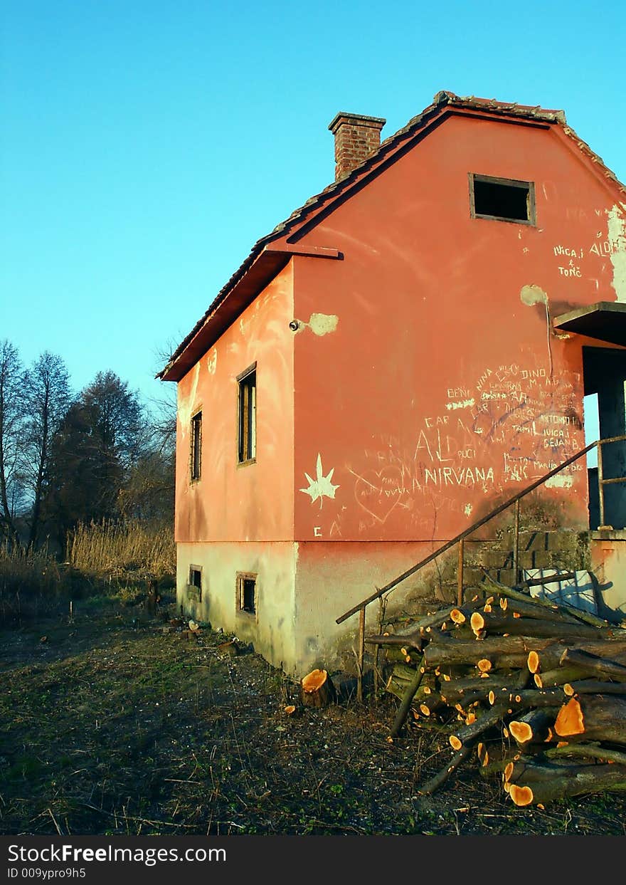 Fish-keepers house during autumn afternoon.