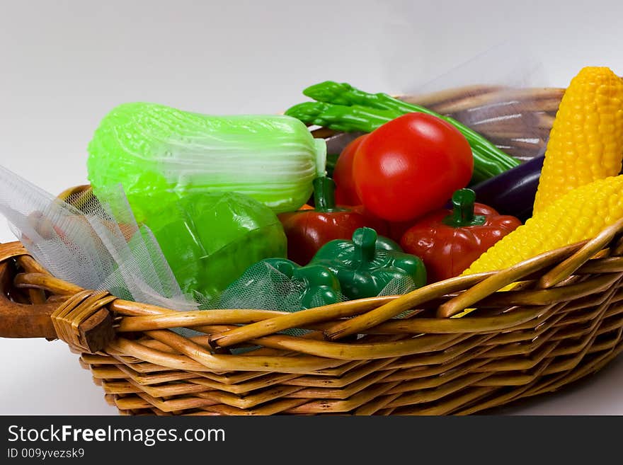 Photo of a Basket of Artificial Vegetables