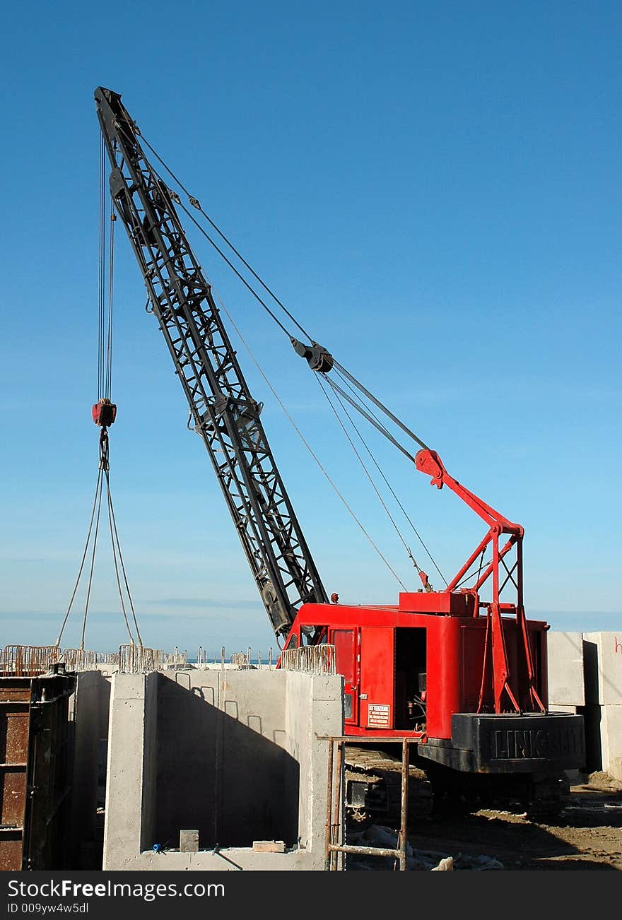 Big Crane in work yard. Big Crane in work yard...