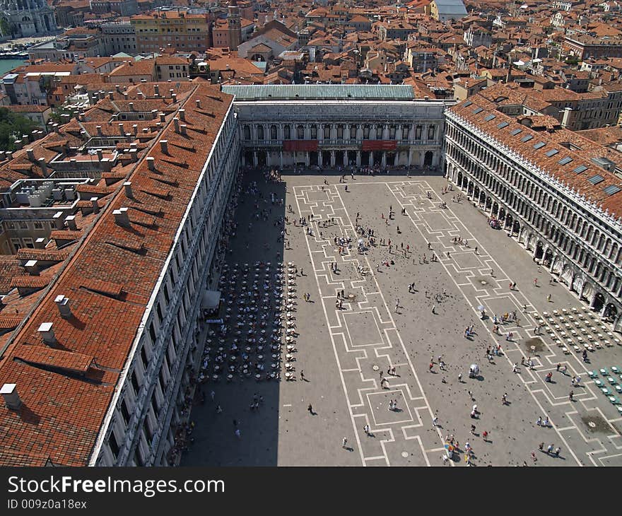 An aerial view of San Marcus Square in Venice