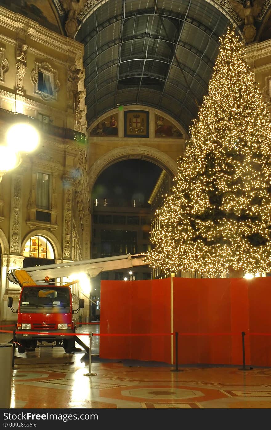 Working for christmas coming with tree and red camion. Working for christmas coming with tree and red camion