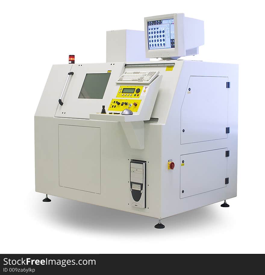 X-rays analyser with control table and monitor isolated with clipping path. X-rays analyser with control table and monitor isolated with clipping path