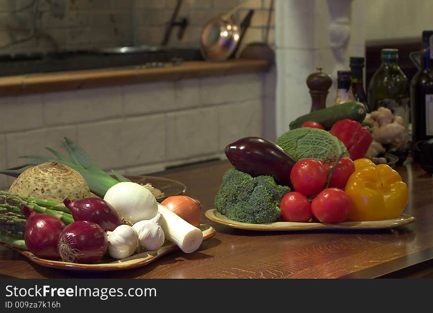 Multiple vegetables lying table top. Harvest time. Multiple vegetables lying table top. Harvest time