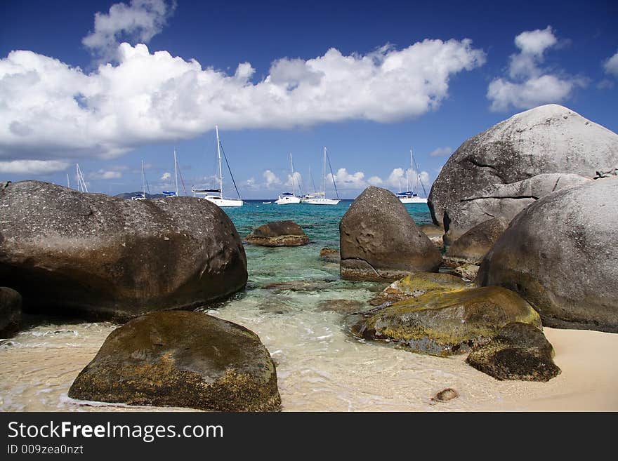 Granite rocks on a tropical beach. Granite rocks on a tropical beach