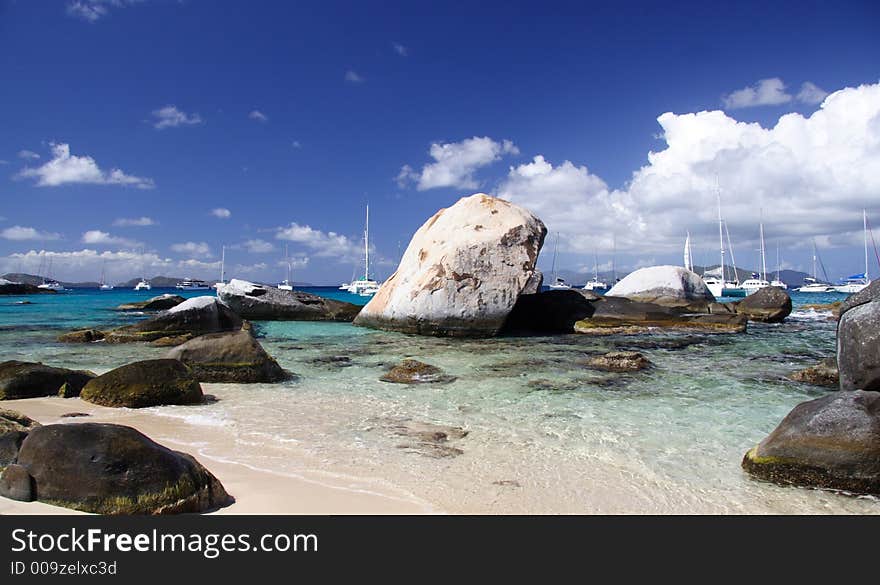 Granite rocks on a tropical beach. Granite rocks on a tropical beach