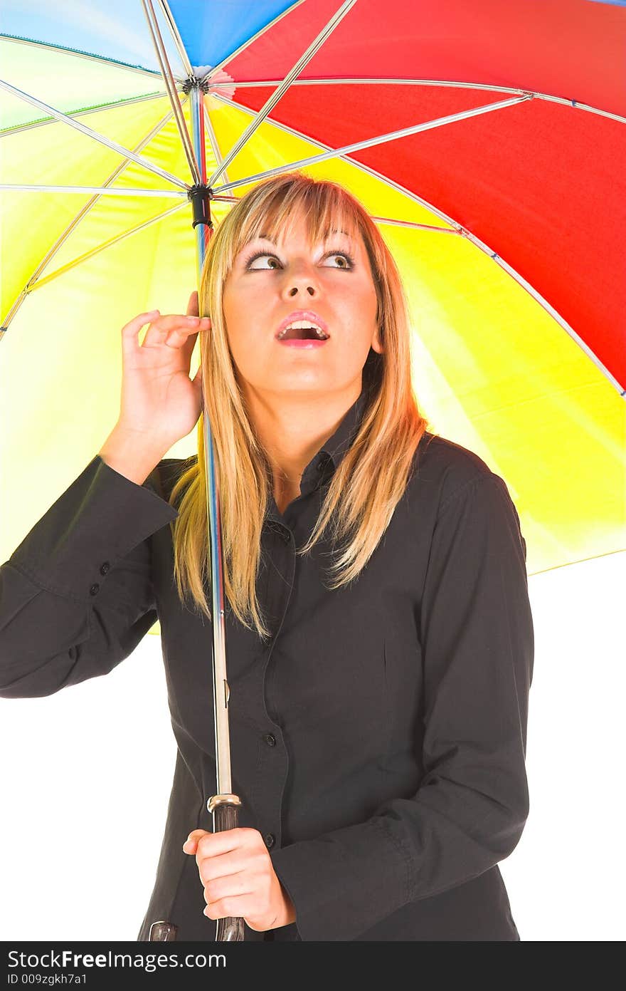 Young girl with umbrella in colors