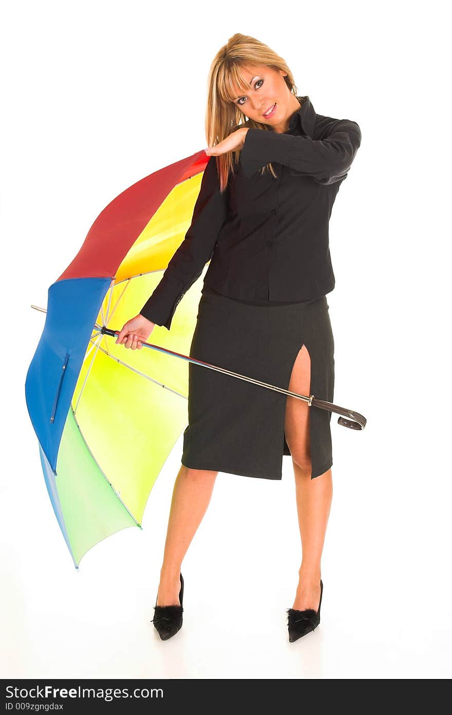 Young girl with umbrella in colors