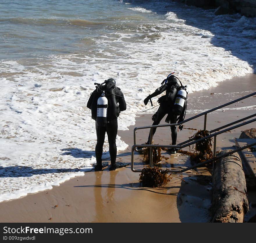 Scuba divers at Monterey Bay