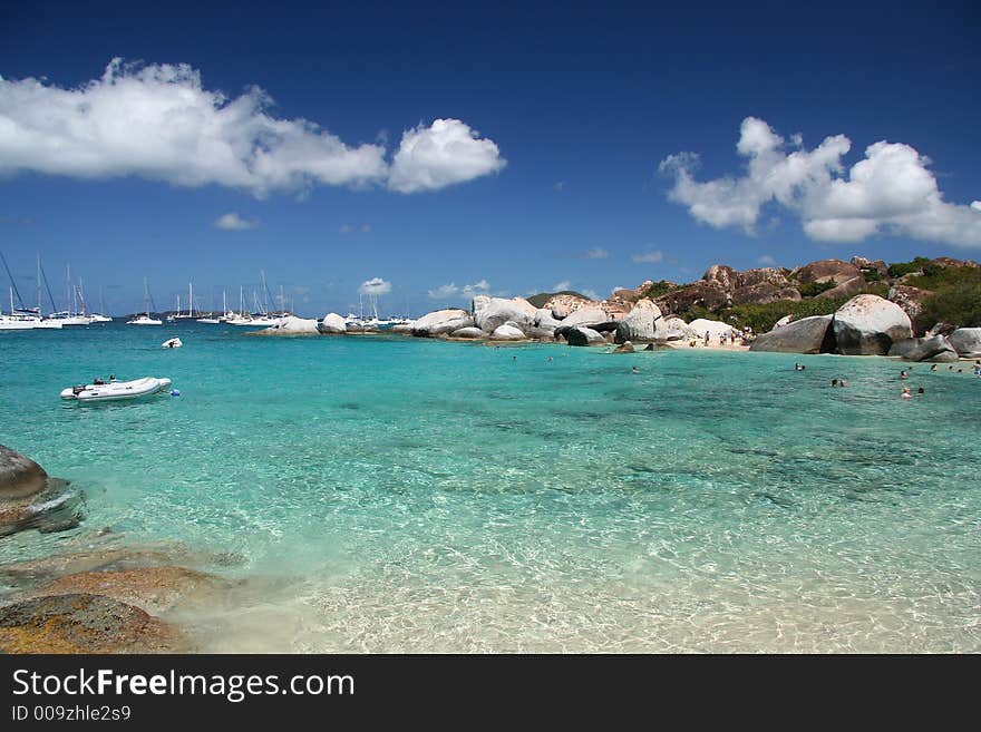 Granite rocks on a tropical beach. Granite rocks on a tropical beach