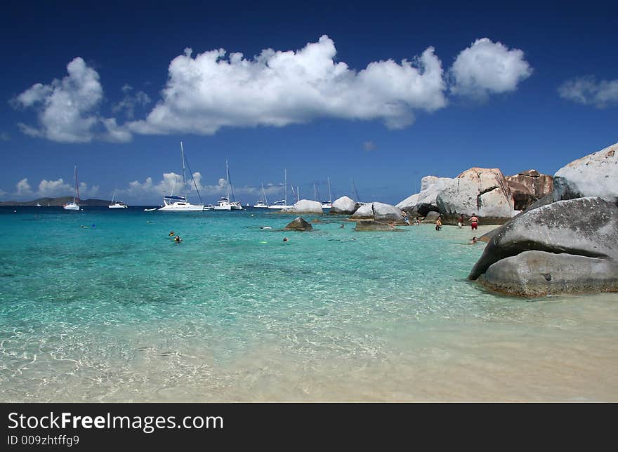 Granite rocks on a tropical beach. Granite rocks on a tropical beach