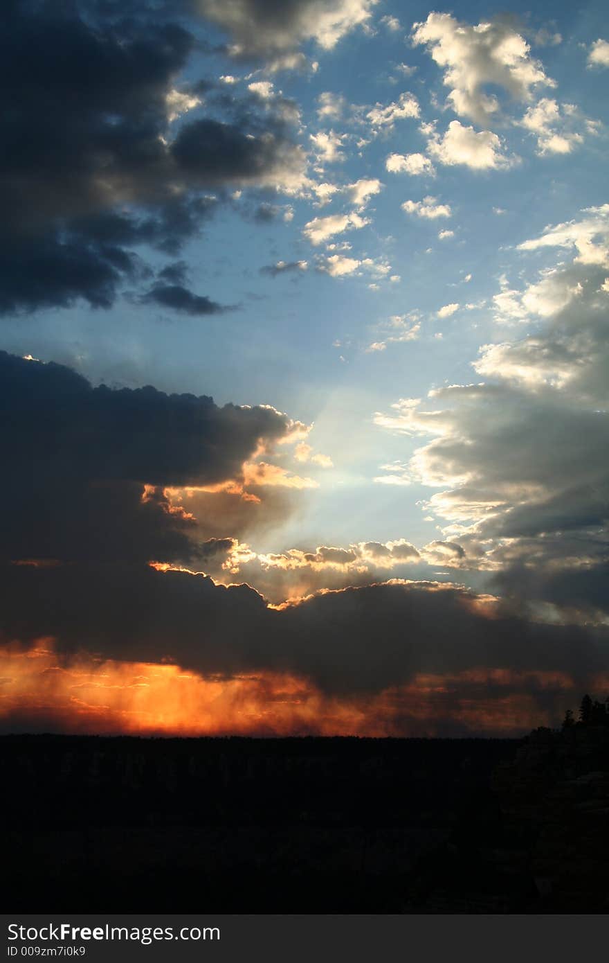 Grand Canyon Sunset with Light Breaking Through