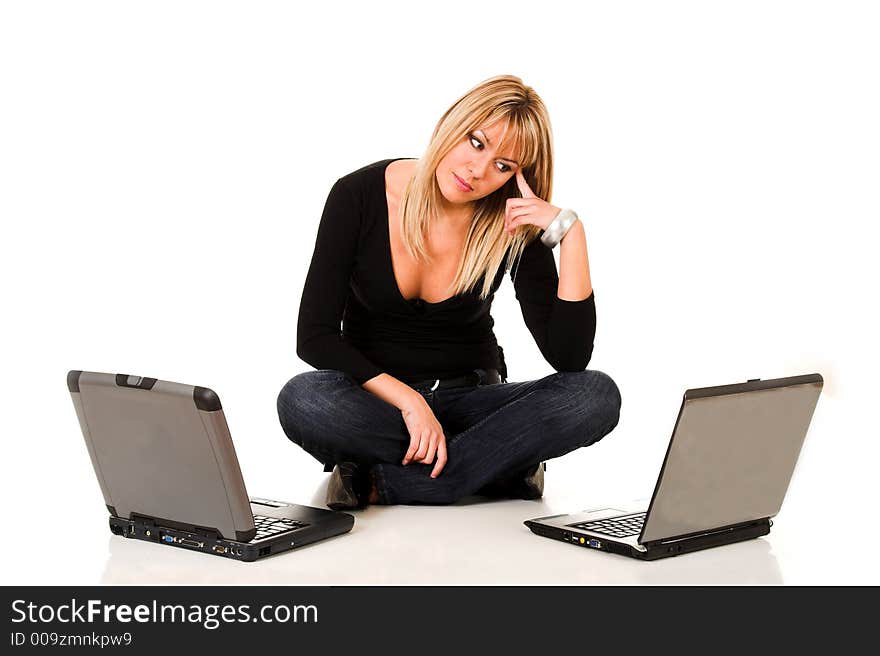 Beautiful young woman with notebooks