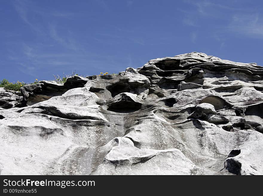 White Rock Formation In Front Of The Blue Sky, Sydney Australia. White Rock Formation In Front Of The Blue Sky, Sydney Australia