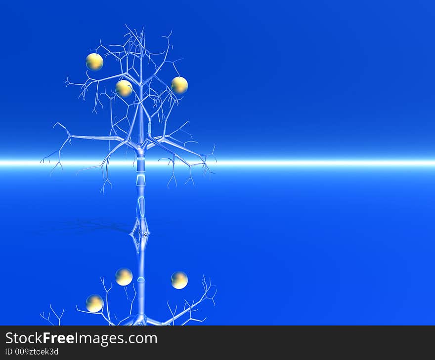 Surreal mirror tree - 3d scene. Surreal mirror tree - 3d scene.