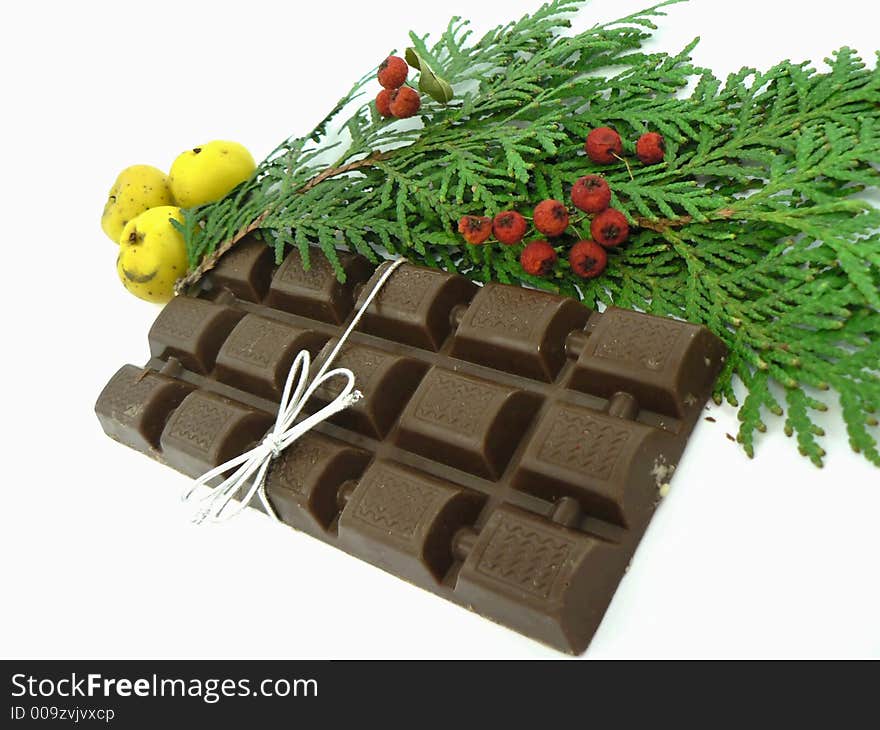 Christmas chocolate(cocoa,sugar andnut). Christmas chocolate(cocoa,sugar andnut)